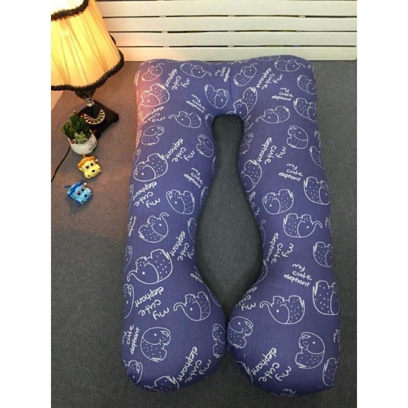 Gối bà bầu chữ U Chất vải Cotton hàn quốc kích thước 120cmx75cm Ruột bông gòn kháng khuẩn