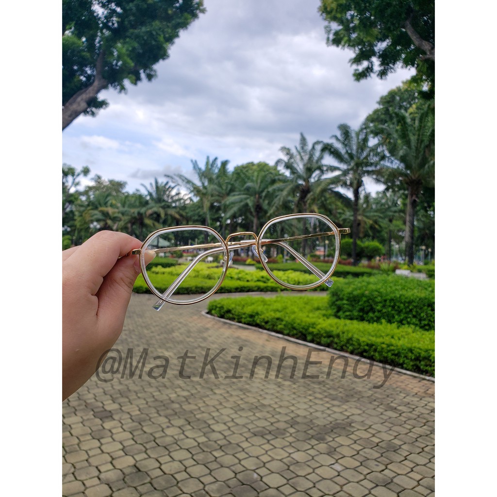 Gọng kính cận kim loại C1003 phù hợp với nam và nữ form mặt vuông dài, gọc cạnh kèm sẳn tròng 0 độ chống ánh sáng xanh | BigBuy360 - bigbuy360.vn