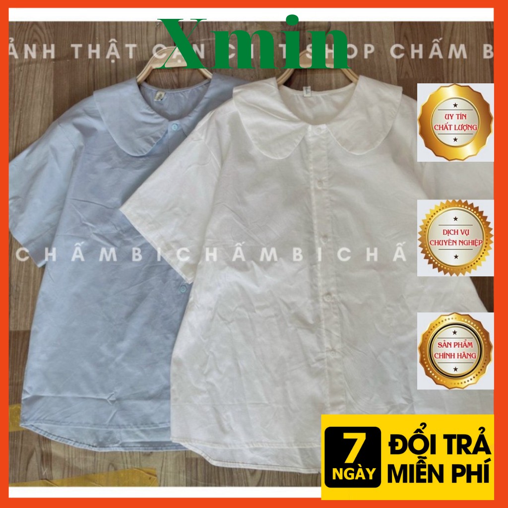 Áo kiểu hàn quốc A002, áo kiểu cổ sen nhỏ dáng babydoll trơn hai màu ngọt ngào xmin.fashion | BigBuy360 - bigbuy360.vn