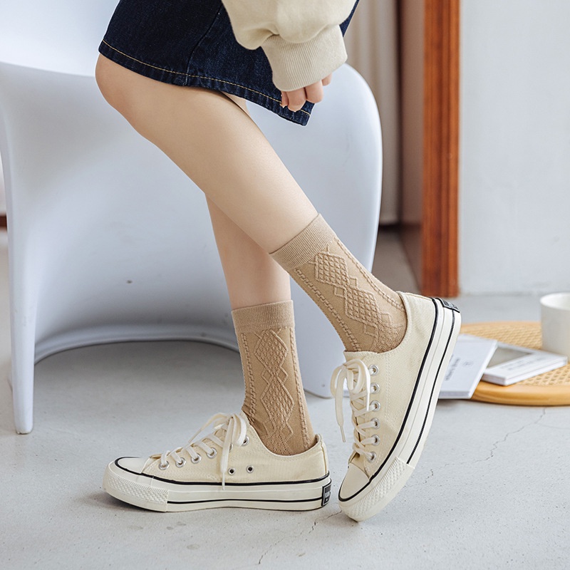 Vớ Cotton Cổ Cao Vừa Phong Cách Retro Nhật Bản Thời Trang Mới