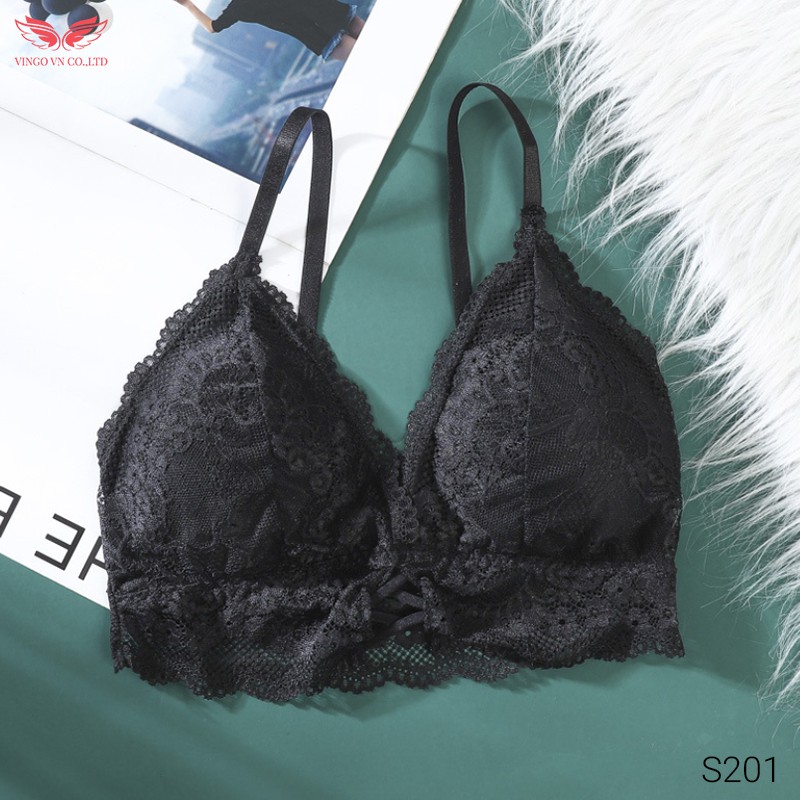 VINGO Áo Lót Bra Nữ Ren Hoa Mềm Dây Đan Chéo Ngực Không Gọng Đệm Mỏng Gợi Cảm S201 VNGO | BigBuy360 - bigbuy360.vn