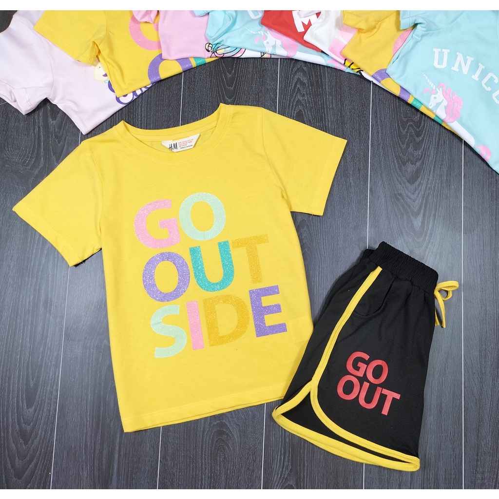 Bộ cotton HM bé gái mềm mát