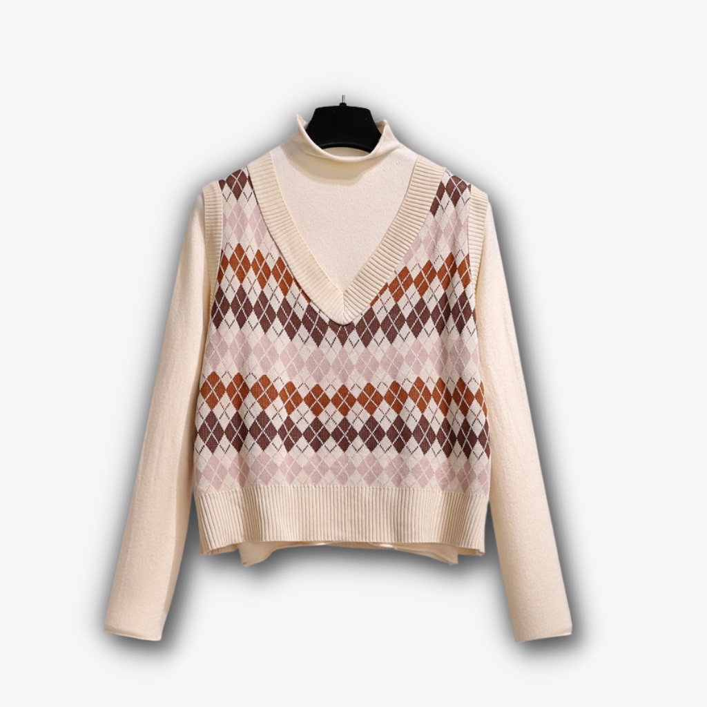 Áo Gile len nữ kẻ caro Vintage cổ tim hoạ tiết phong cách thời trang Hàn Quốc LADY SHOP M37HD | BigBuy360 - bigbuy360.vn