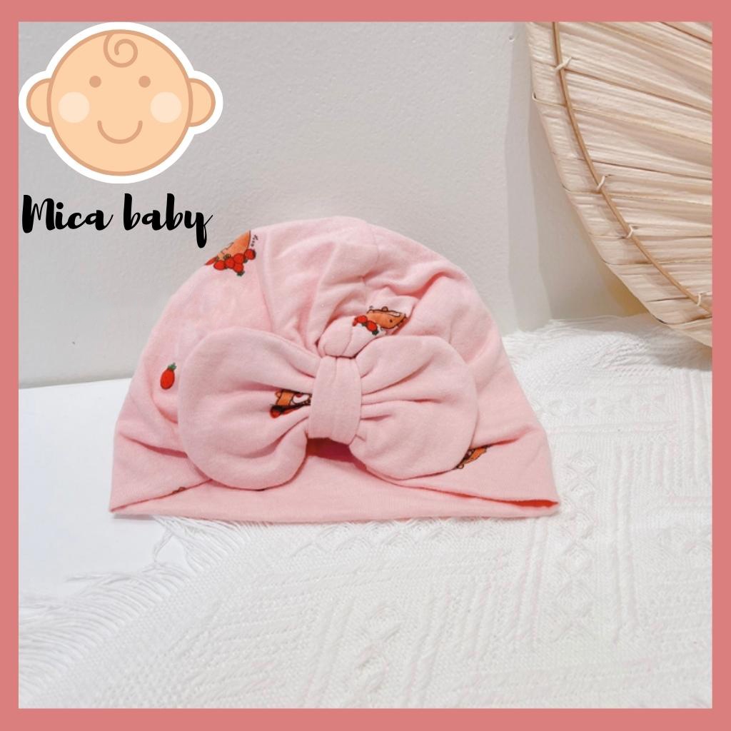 Mũ nón turban hồng hình gấu dễ thương cho bé Mica baby MTB87