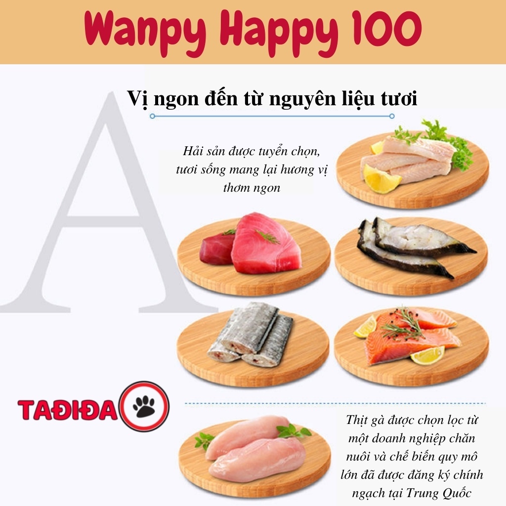 Súp thưởng cho Mèo Wanpy Happy 100 gói 70g , Thức ăn cho Mèo đầy đủ dinh dưỡng - Tadida Pet