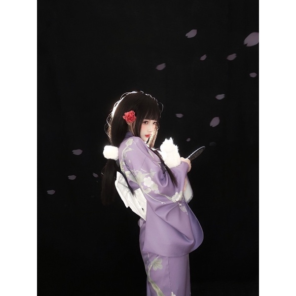 Trang phục truyền thống nhật bản kimono màu tím