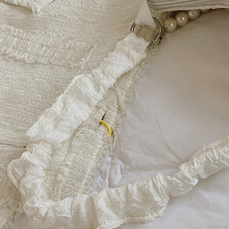 Túi Xách Nữ Túi Đeo Vai Kẹp Nách Màu Trơn Đính Nơ Ngọc Trai Thời Trang Mùa Hè Phong Cách Hàn Quốc