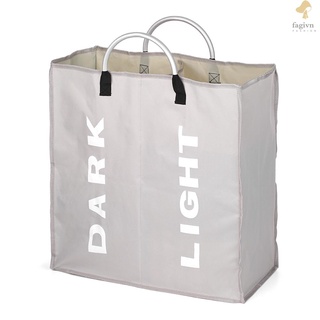 Collapsable 2-section Laundry Bag Foldable Laundry Hamper Durable Oxford Fabric Laundry Basket Clothes Sorter Portable Multifunction Storage Bag with Alloy Handle