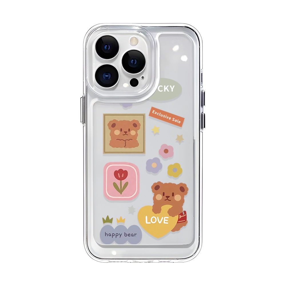 Ốp Điện Thoại Trong Suốt Họa Tiết Hoa / Gấu Cho iphone 14 Pro Max 14 Plus 13 11 12 7Plus X XR XS Max 8 7