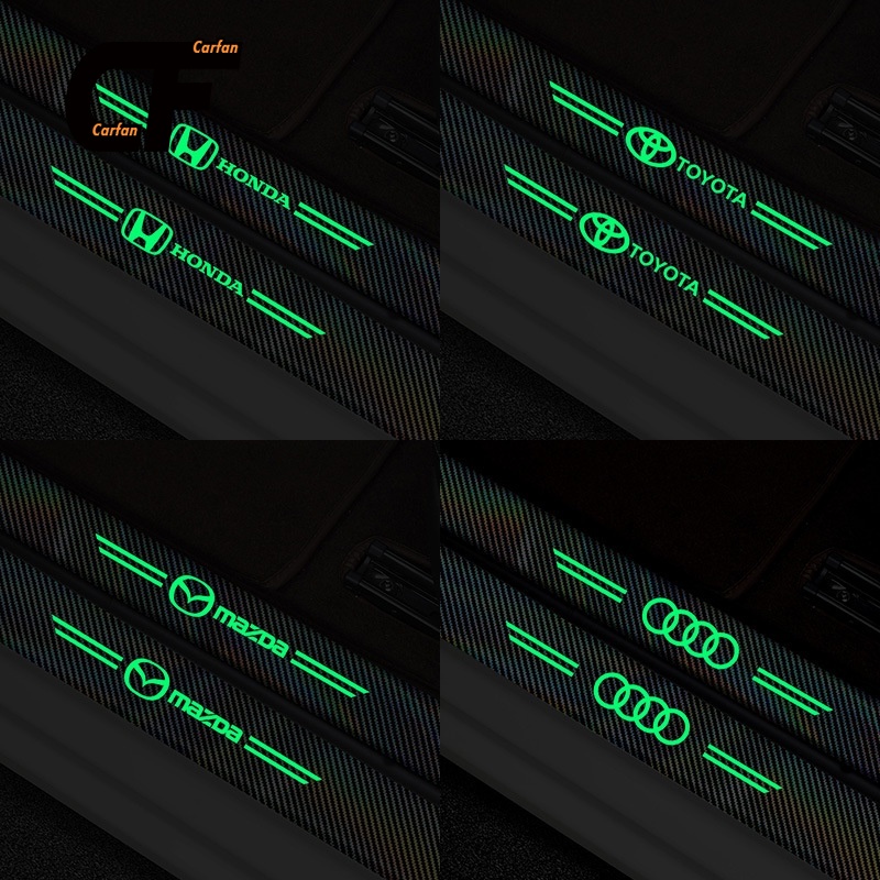 Ánh sáng ban đêm Nhãn dán Nẹp Dán Vân Carbon 5D Chống Trầy Xước Bảo Vệ Bậc Cửa Ô Tô/ Bảo Vệ Cốp Sau Ô Tô Cho Nhiều Hãng Xe Mazda Honda Toyota BMW Benz Hyundai Audi Nissan Ford