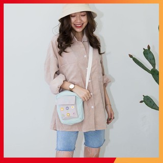 Áo khoác sơ mi 💥freeship💥 áo khoác sơ mi unisex nhung gân cổ sơ mi oversize sm1005