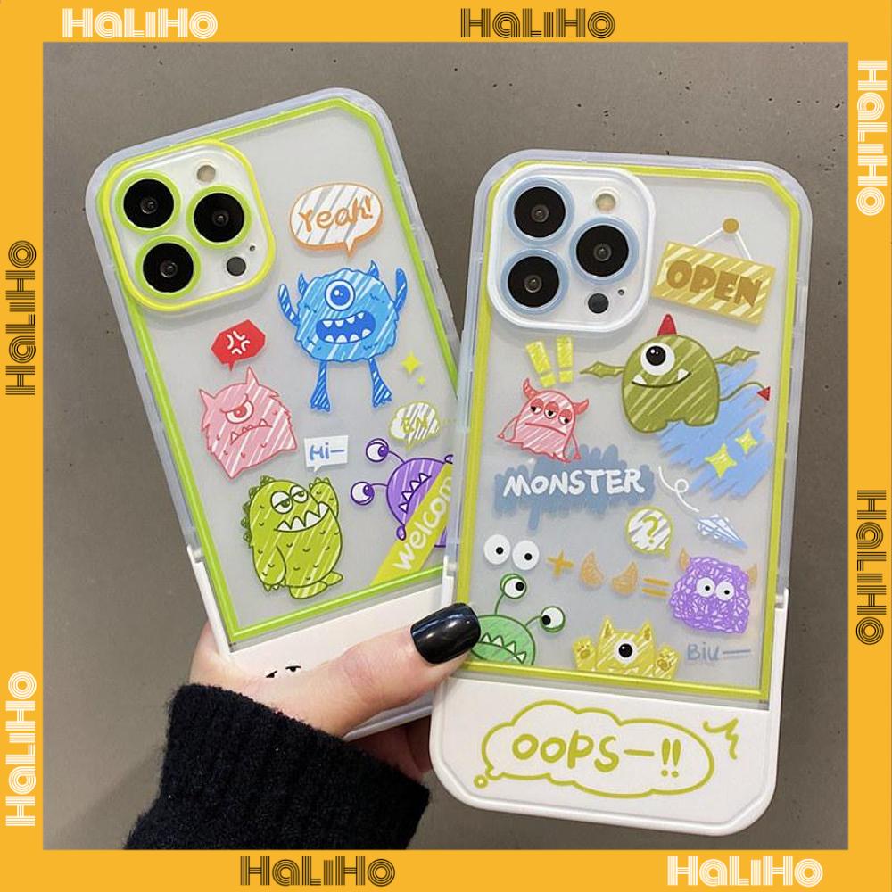 iPhone Case Silicone Soft Case Clear Case Folding Stand Airbag Shockproof Protection Camera Cartoon Cute Monster Zoo Compatible For iPhone 11 13 Pro Max 12 Pro Max 7Plus xr