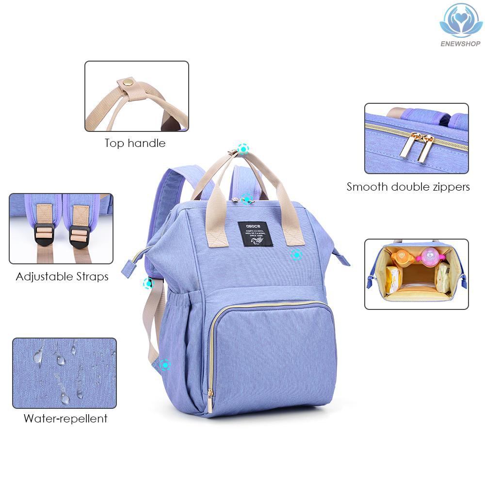 ♥♥enew~OSOCE Unisex Water-Repellent Polyester Large Mommy Daddy Backpack Baby Clothes Diaper Nappy Milk Powder Bottle Travelling Storage Bag--Purple