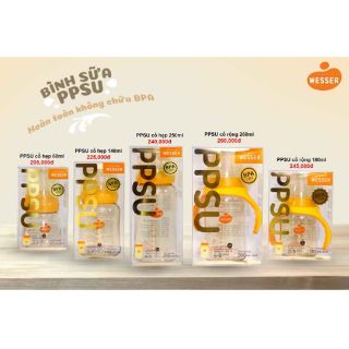 (Mẫu mới 2020)Bình sữa Wesser PPSU cố rộng và cổ hẹp 60ml/140ml/240ml/180ml/260ml