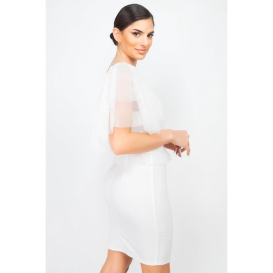 Đầm tiệc ngắn ôm body Iris cổ V tay phối lưới xoè cánh bướm VNXK đầm dạ hội quẩy bar pub sexy xuất khẩu dư xịn
