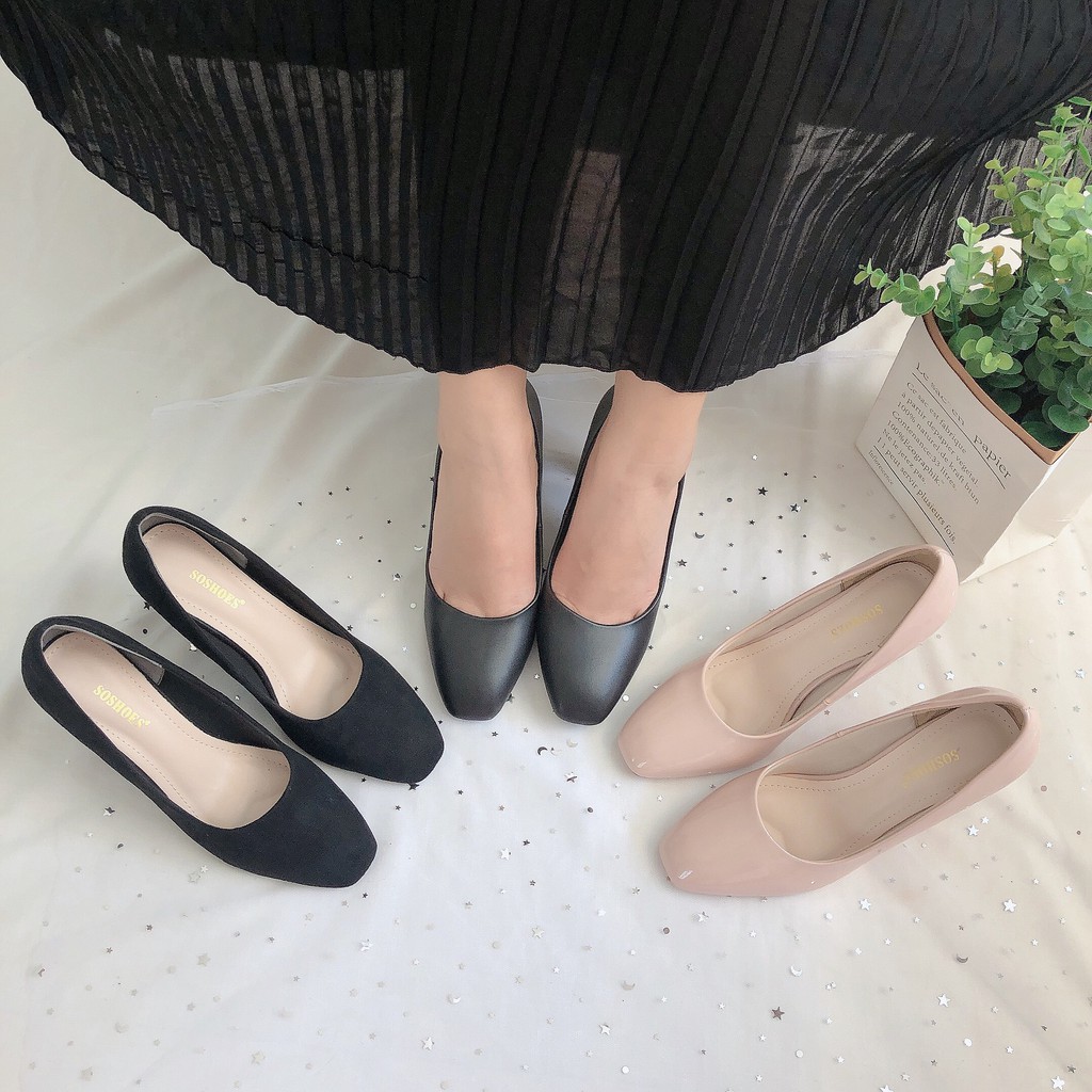 GIÀY CAO GÓT NỮ S O SHOES GÓT DẸT THỜI TRANG CAO 9 CM