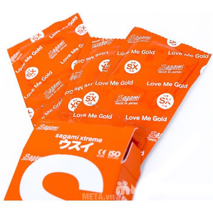 Hộp 10c bao cao su siêu mỏng ôm sát cao cấp Sagami Xtream Love Me Gold Red