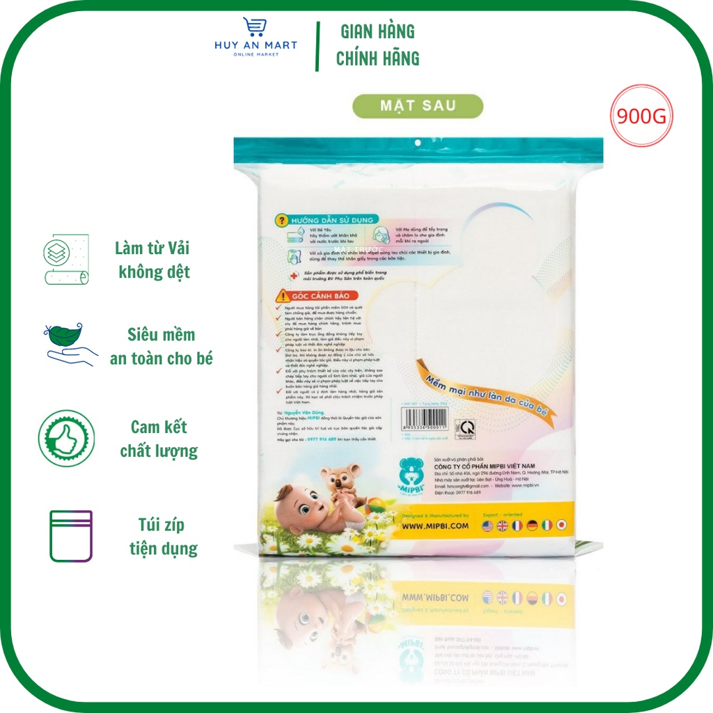 Khăn giấy khô đa năng Mipbi 600gr, 900gr   FREESHIP Giấy khô mềm mại,co giãn, an toàn cho bé,làm từ vải không dệt