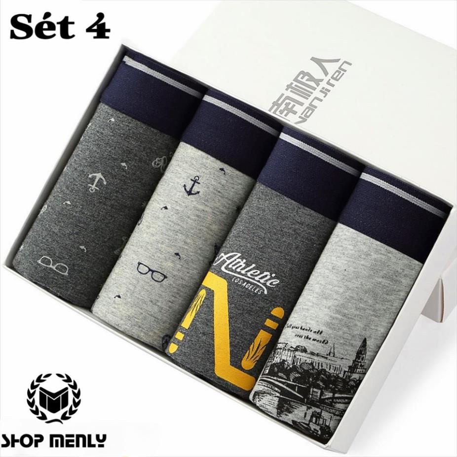 Combo 4 quần sịp đùi nam chất liệu vải mềm mịn, quần lót nam hàng chất lượng cao - 𝑴𝒆𝒏𝒍𝒚 𝑺𝒉𝒐𝒑