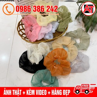 [BIG SALE] Dây Buộc Tóc - Cột Tóc Scrunchies Vải Voan Kính Trơn Xinh Xắn Dành Cho Nữ