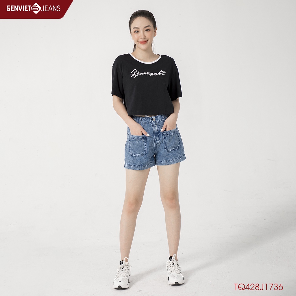 Quần Sooc Jeans Nữ Dáng A GENVIET TQ428J1736