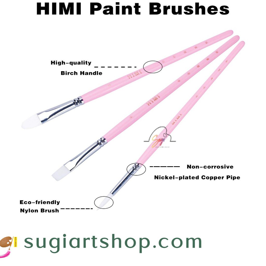 Bộ cọ vẽ Himi 3 cây, Cọ vẽ màu thạch Himi 3 cây