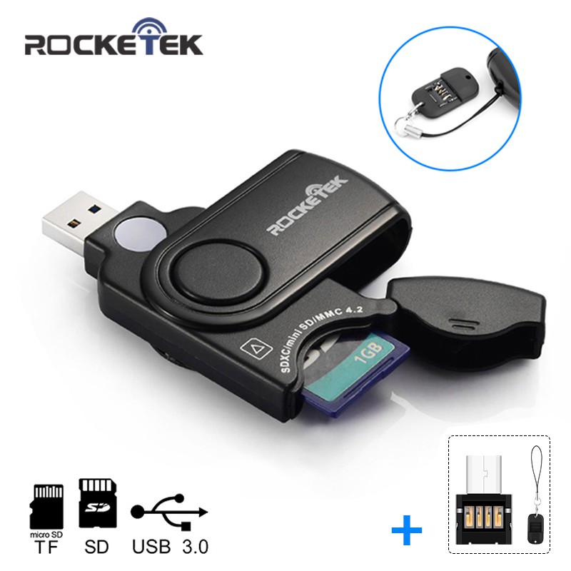 Đầu Đọc Thẻ Nhớ Rocketek USB 3.0 OTG Type c Cho SD / TF Micro SD Máy Tính laptop