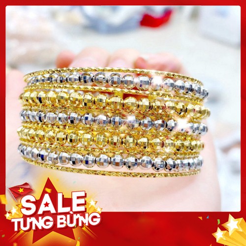 LẮC TAY BẢN TO PHỐI KẾT HỢP HAI MÀU BI BẠC VÀ VÀNG - Hàng nhập khẩu