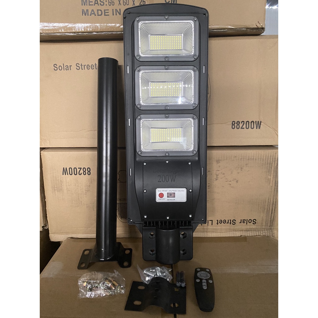 Đèn năng lượng mặt trời SOLAR LIGHT 150W- 200W, Đèn chiếu sáng đường phố liền thể công suất 200w, Chống nước IP67