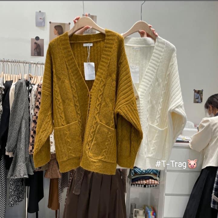 Áo khoác cardigan len vặn thừng Thảo Chi - Cadigan len dáng rộng - Chất len đan dày dặn ấm áp cực luono