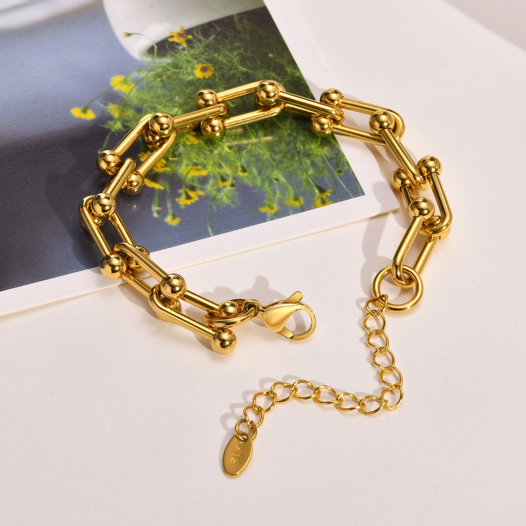 Vnox Dây Chuyền Vòng Tay Chuỗi Xích Nối Ghim Giấy Màu Vàng Hình Chữ U Thích Hợp Làm Quà Tặng