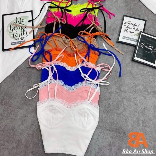 [Mã FAMARAL2 giảm 10K đơn 50K] Áo dây viền ren cột nơ