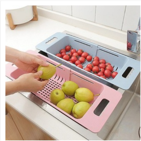 Khay, Rổ gác bồn rửa bát thông minh gấp gọn, có thể điều chỉnh kích thước nhựa-Việt Nhật