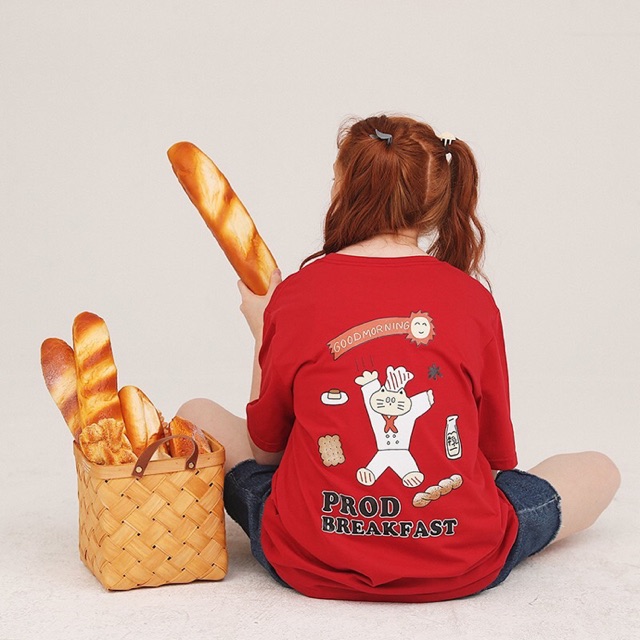 ÁO THUN MÈO ĐẦU BẾP UNISEX TAY LỠ FORM RỘNG AU024 | BigBuy360 - bigbuy360.vn