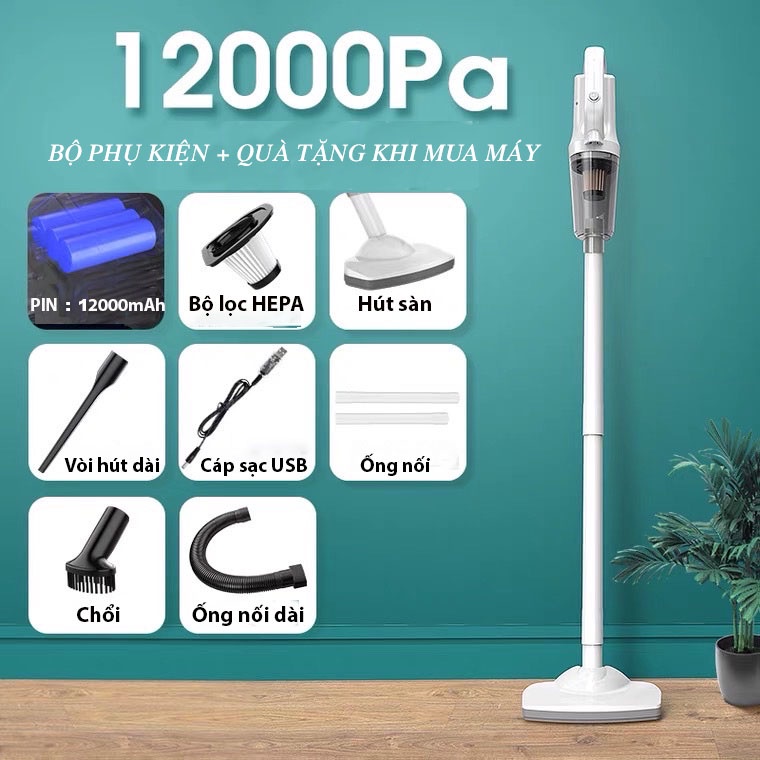 Máy hút bụi cầm tay không dây Deerma LT-106EG gia đình công suất 120W lực hút 12000Pa - Bảo hành 24 tháng