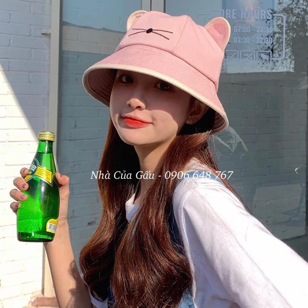 Mũ bucket nữ tai mèo mới siêu siêu cute luôn