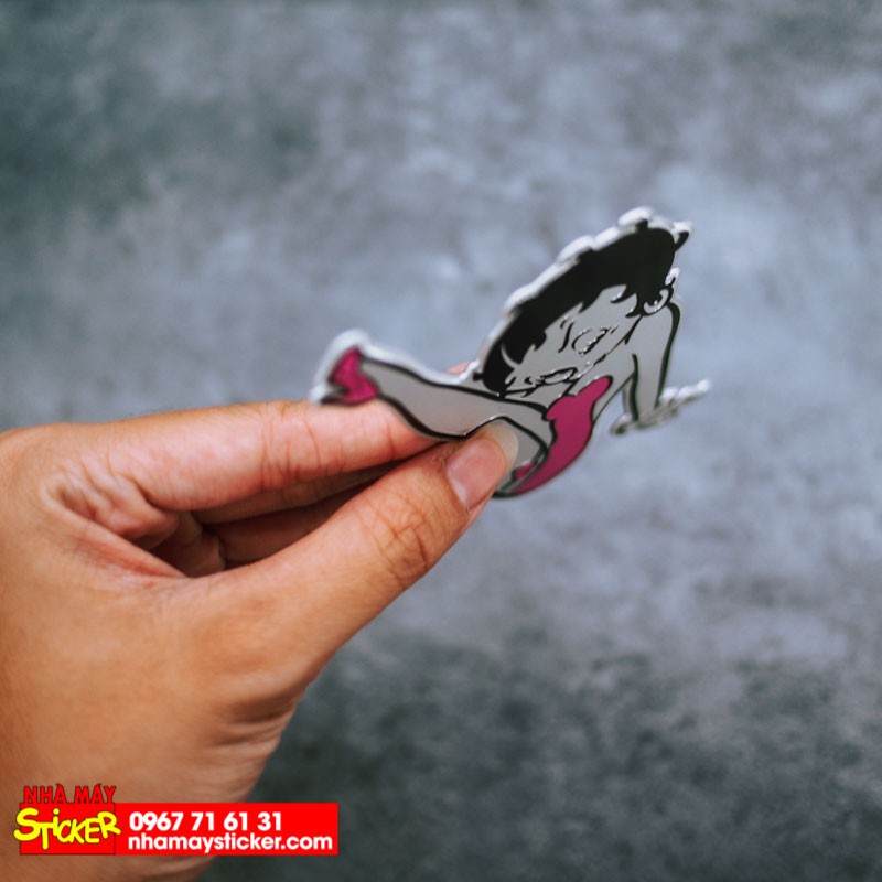 Sticker metal hình dán cô gái Betty Boop