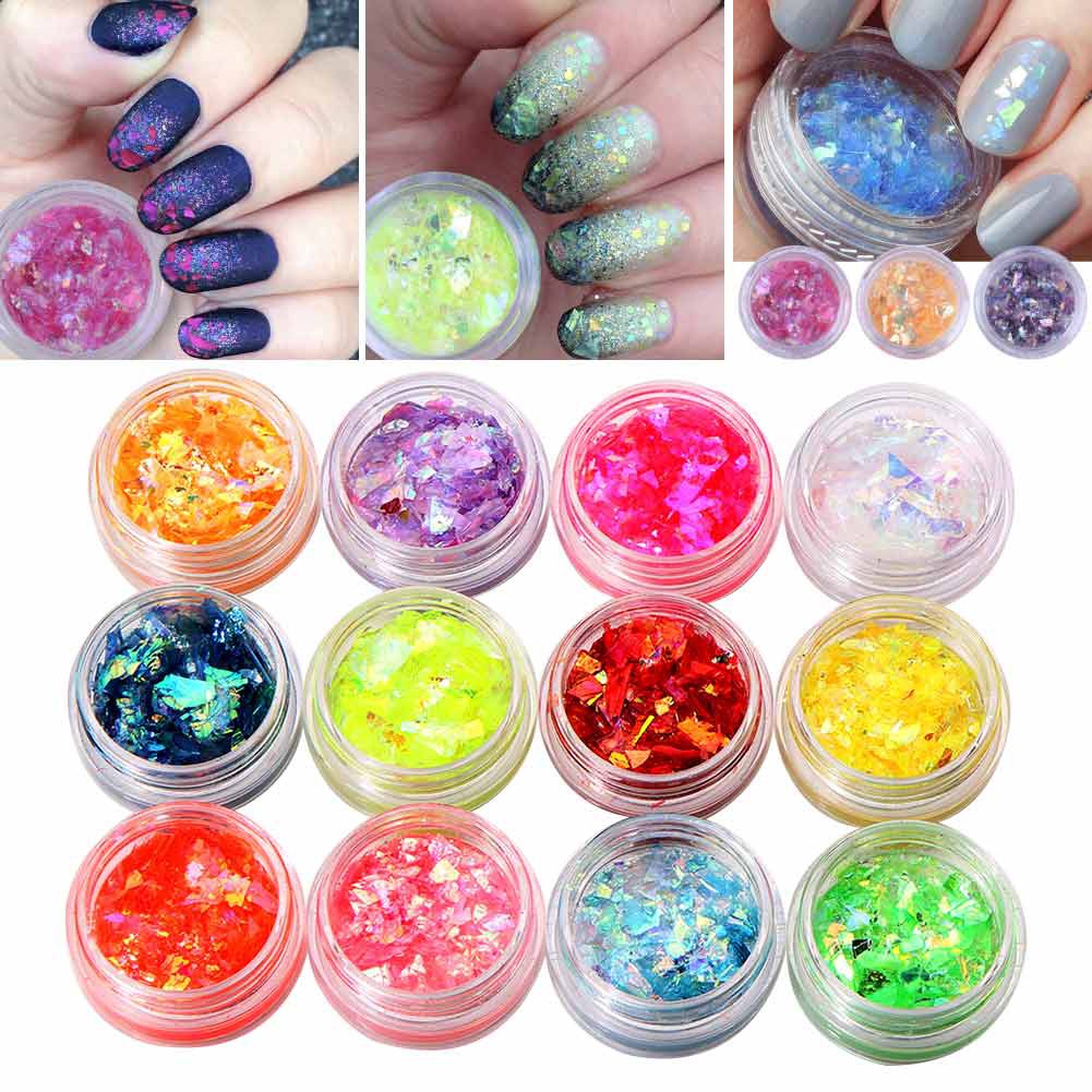 Bộ 12 lọ bột sequin trang trí móng tay đẹp mắt