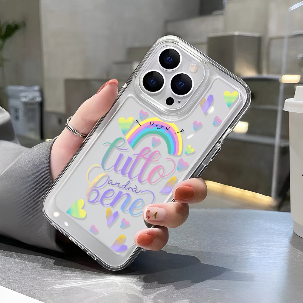 Ốp Điện Thoại Trong Suốt In Chữ Và Cầu Vồng Cho iphone 14 Plus 11 13promax 12 7Plus X XS Max 7 8 SE 2020