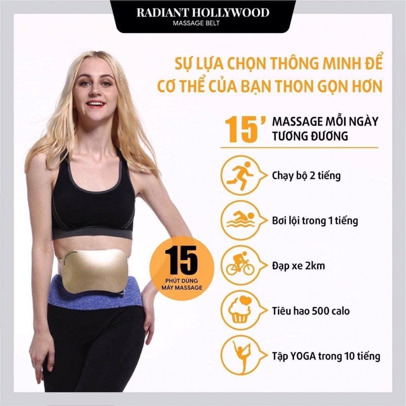 Máy massage giảm béo Radiant Hollywood và kem tan mỡ Fat Burning Hot gel