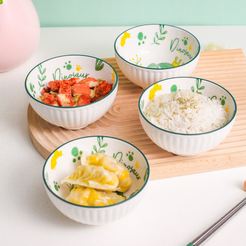 Bát Ăn Dặm Cho Bé Chất Liệu Gốm Sứ Cao Cấp Hình Khủng Long Dễ Thương Chịu Nhiệt Cao YOOTA BABY