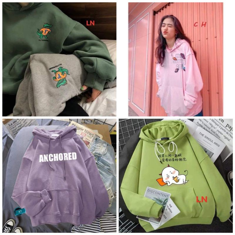 COMBO 3 ÁO HOODIE NỈ CÓ MŨ NAM NỮ NHIỀU MẪU, SHOP GIAO NGẪU NHIÊN