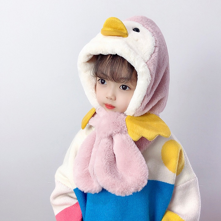 [ ẤM ÁP ] Khăn Mũ Lông Hình Vịt Cute Giữ Nhiệt -Mũ lông cừu kèm khăn quàng cổ Hàn Quốc cho bé mùa thu đông