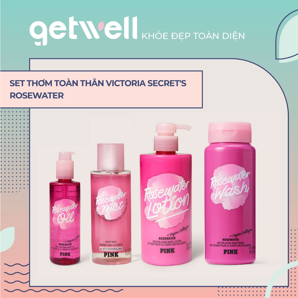 ROSEWATER Sản Phẩm Tắm Dưỡng Xịt Thơm Toàn Thân Victoria’s Secret Body Lotion Body Mist Body Wash