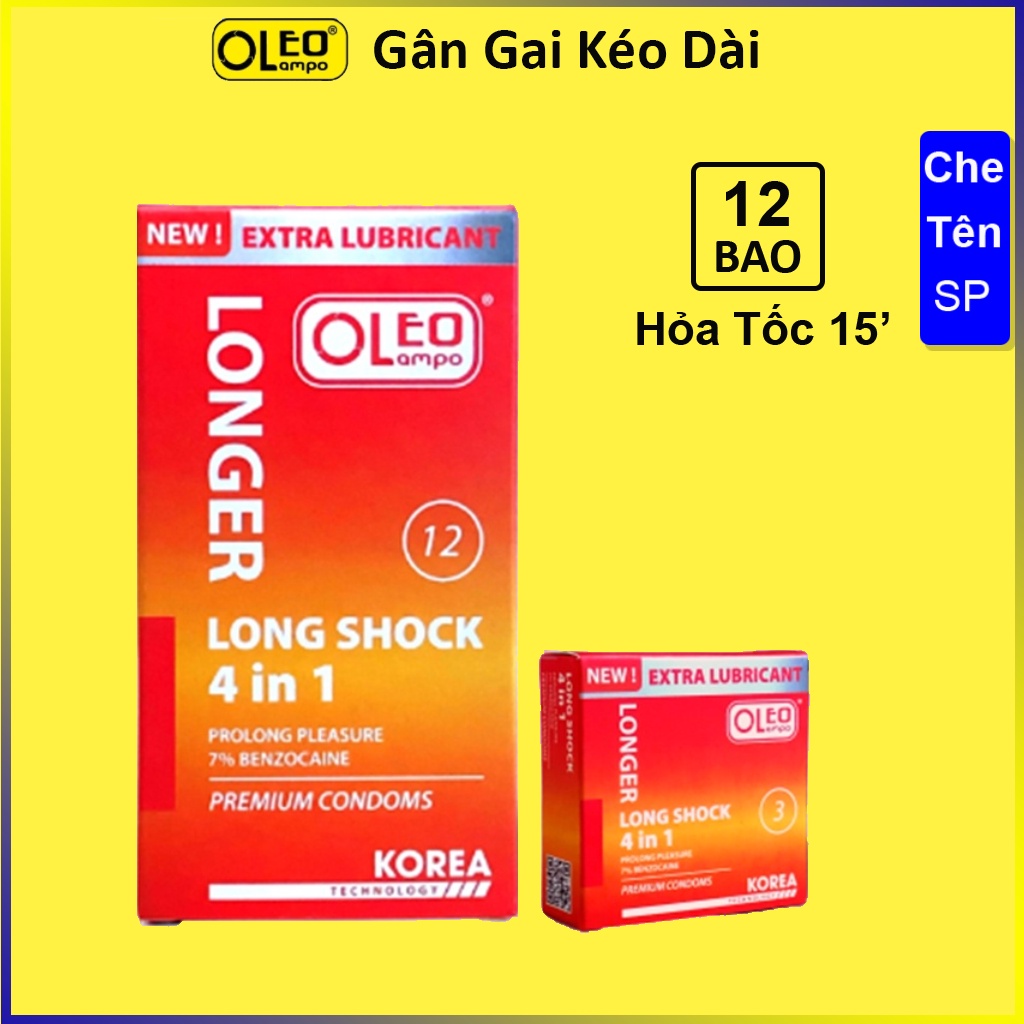 Bao cao su su Oleo Extra Lubricant gân gai, có chất gây tê kéo dài, hương thơm. Bao cao su gai 12bao