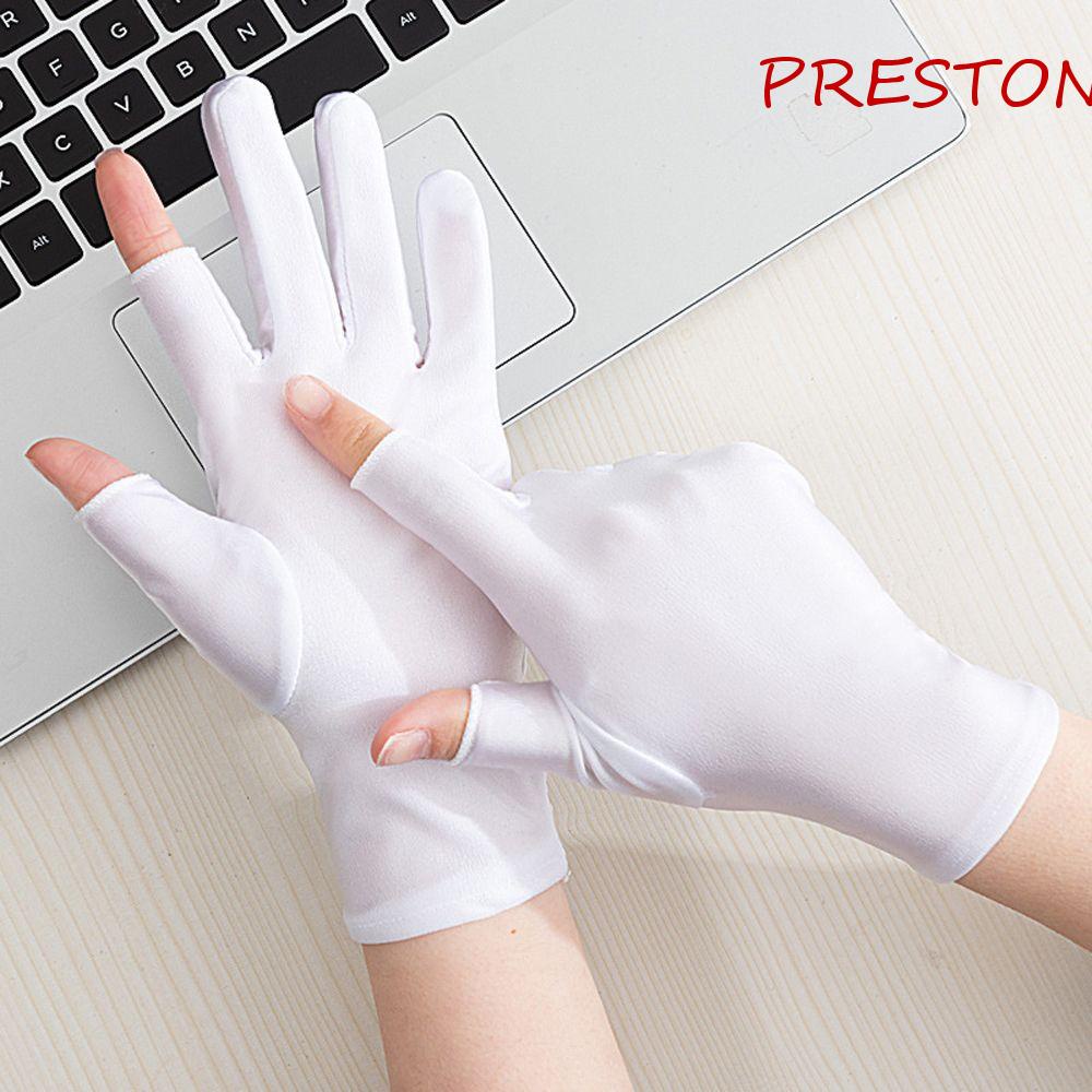 Găng Tay Lái Xe Hai Ngón Vải Lụa Lạnh Co Giãn Thời Trang Nữ Đơn Giản