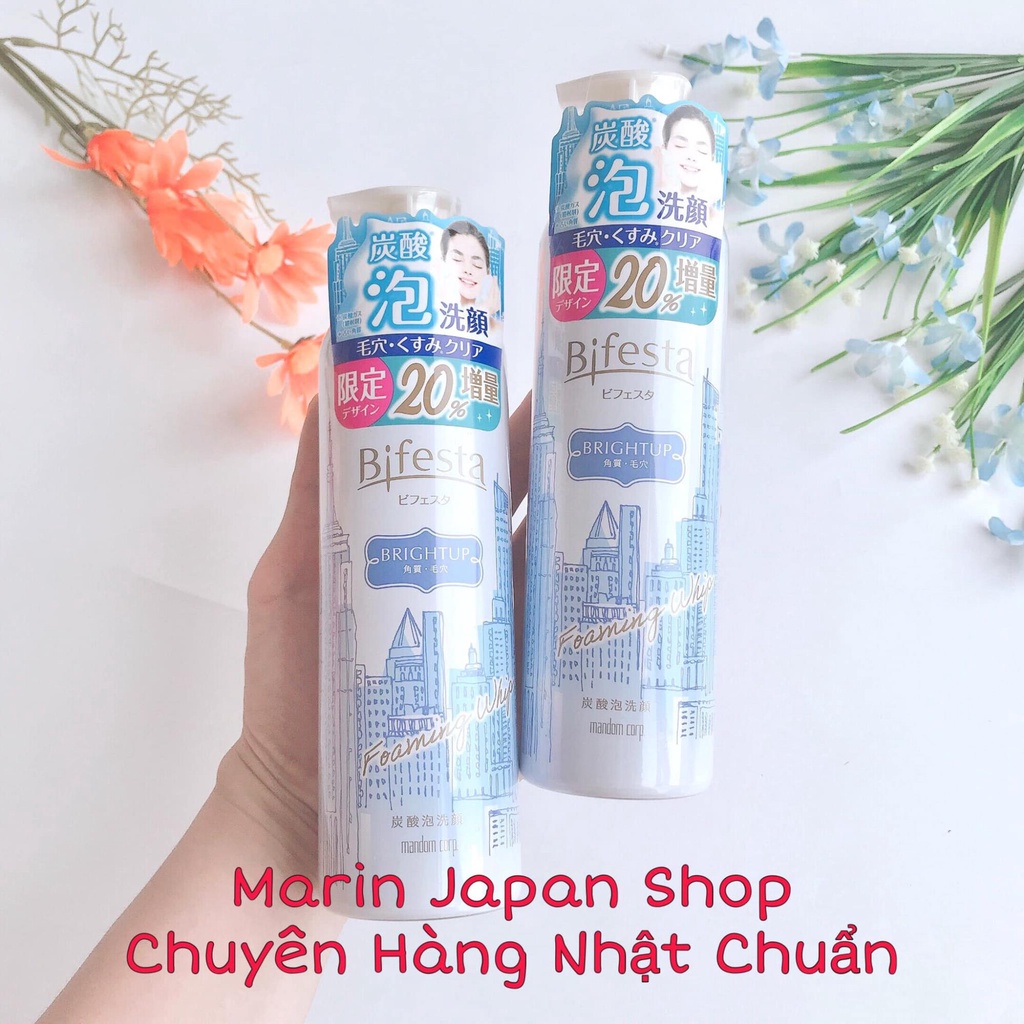 Sữa rửa mặt Bifesta Foaming whip cho da dầu dưỡng trắng da Nhật bản tăng 20% trọng lượng