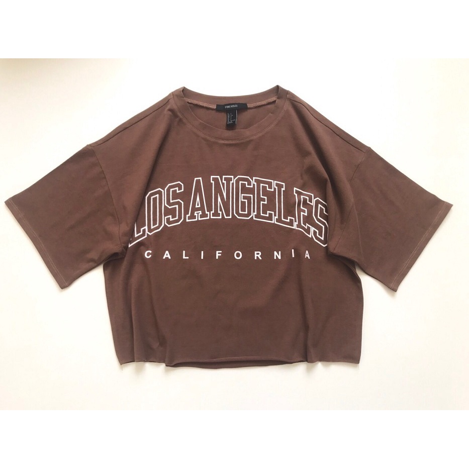 Áo Croptop F21 Lai Sóng Màu Chocolate - 3532