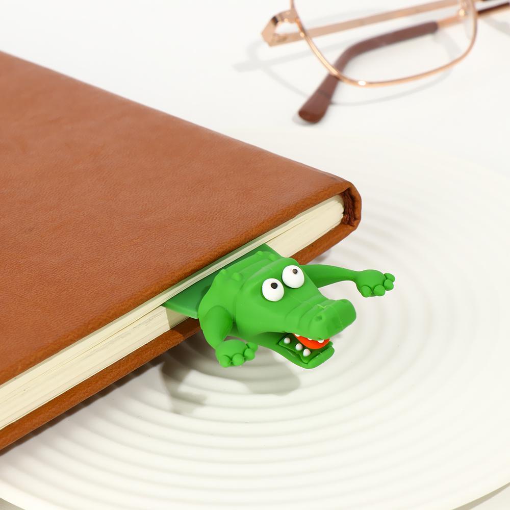 LEISURE Thẻ Đánh Dấu Trang Sách 3D Hình Cá Sấu / Cá Mập Đáng Yêu