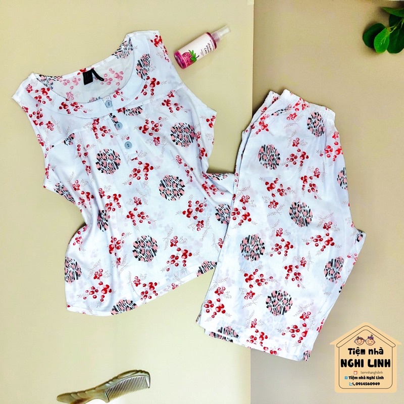 [ MOM ] Đồ bộ tole lanh quần lửng không tay bâu sen nhỏ (40 -73kg) | BigBuy360 - bigbuy360.vn